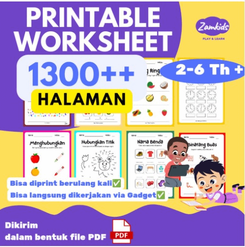 Printable Worksheet 1300 Halaman ZamKids